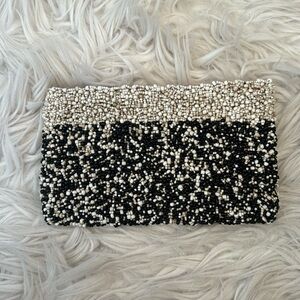 Black and white beaded purse